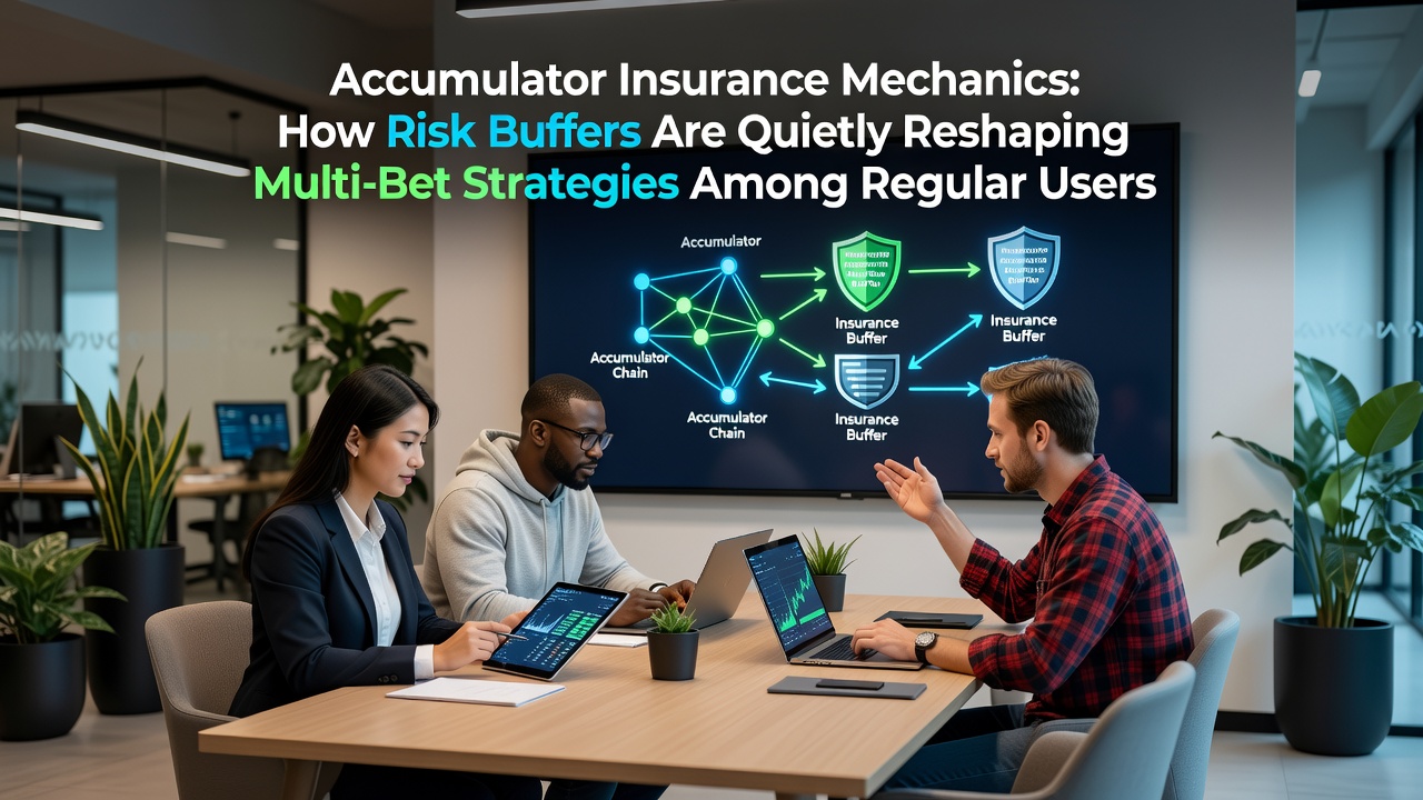 Illustration of accumulator bet insurance mechanics showing risk buffer options on a multi-leg wager interface
