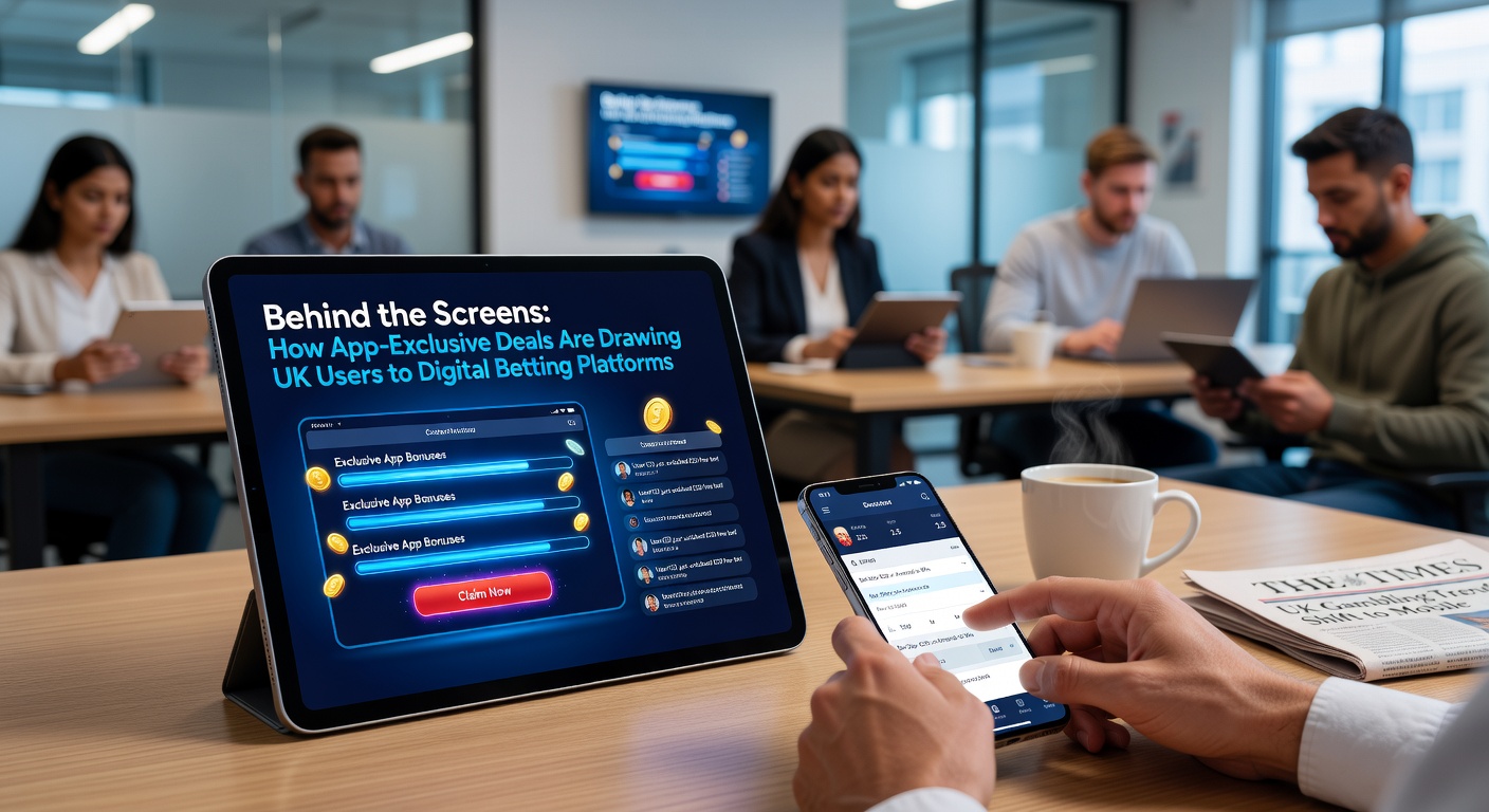 Mobile phone screen showing betting app interface with exclusive promotions and deals highlighted