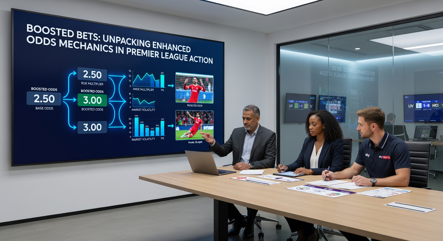 Close-up of a mobile betting app displaying enhanced odds for a Premier League fixture, with boost icons and payout calculators visible