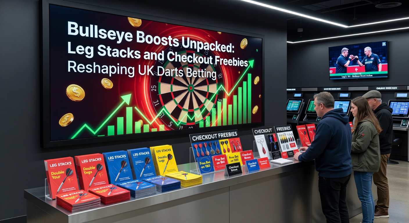 Close-up of darts checkout on double 16 board, symbolizing high-reward betting moments