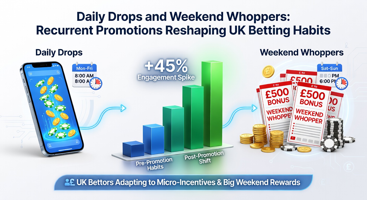Animated graphic of exploding cash prizes during a weekend whopper event, with UK flags and slot reels in the background