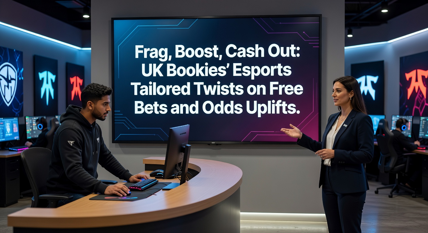 Close-up of a bookmaker's app showing live esports cash out options, frag trackers, and glowing boost icons during a intense CS2 match