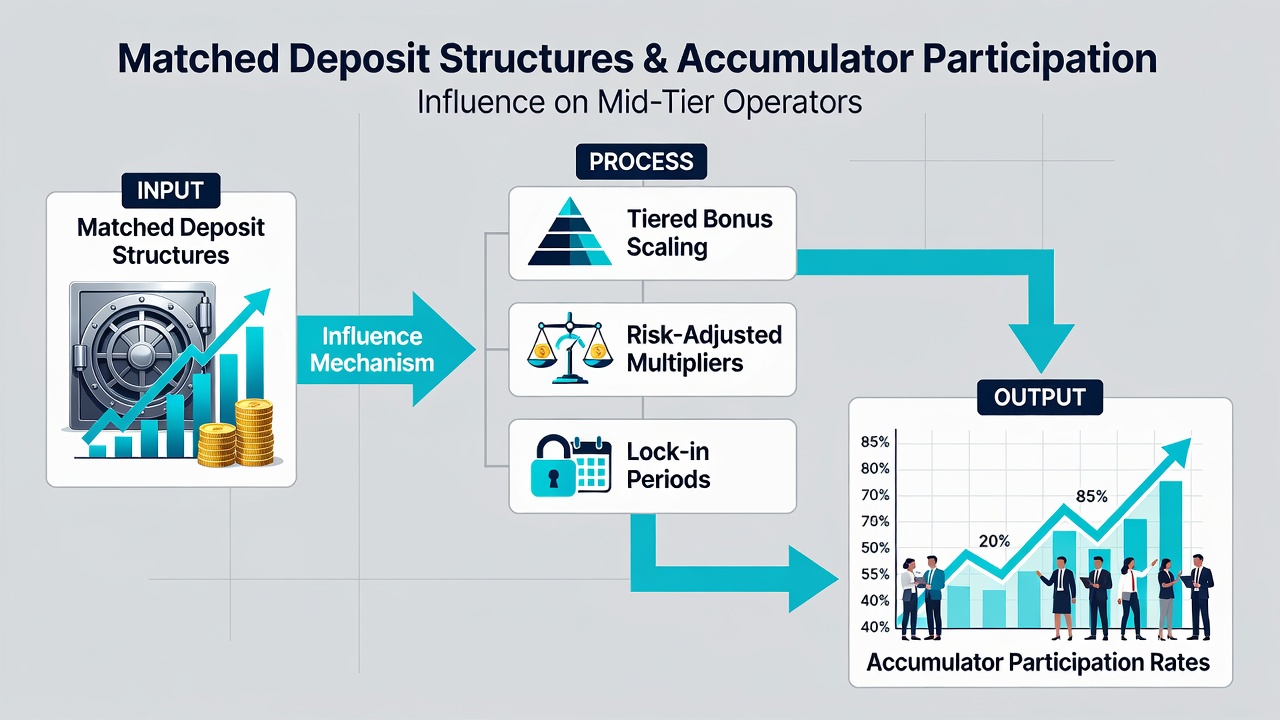 Chart comparing accumulator participation rates before and after matched deposit campaigns at various mid-tier operators