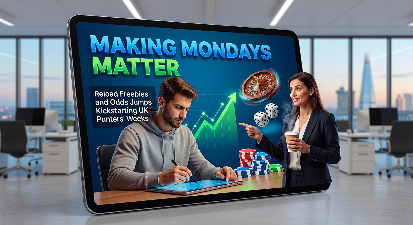 UK punters scrolling through mobile betting apps on a Monday morning, highlighting reload bonus notifications and boosted odds markets