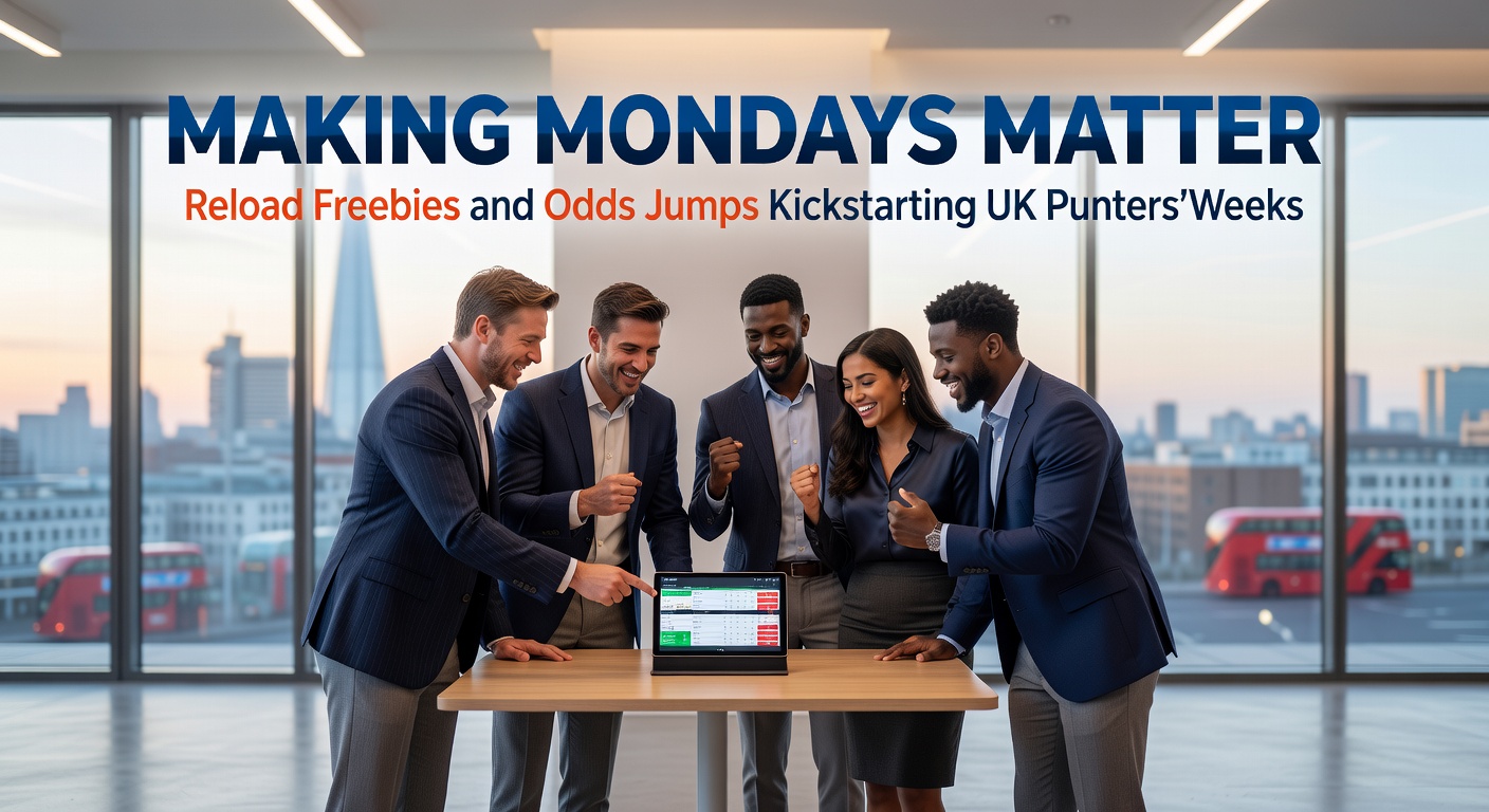 Screenshot of a bookmaker app displaying Monday reload bonus offer alongside enhanced odds on Premier League matches, with deposit button highlighted
