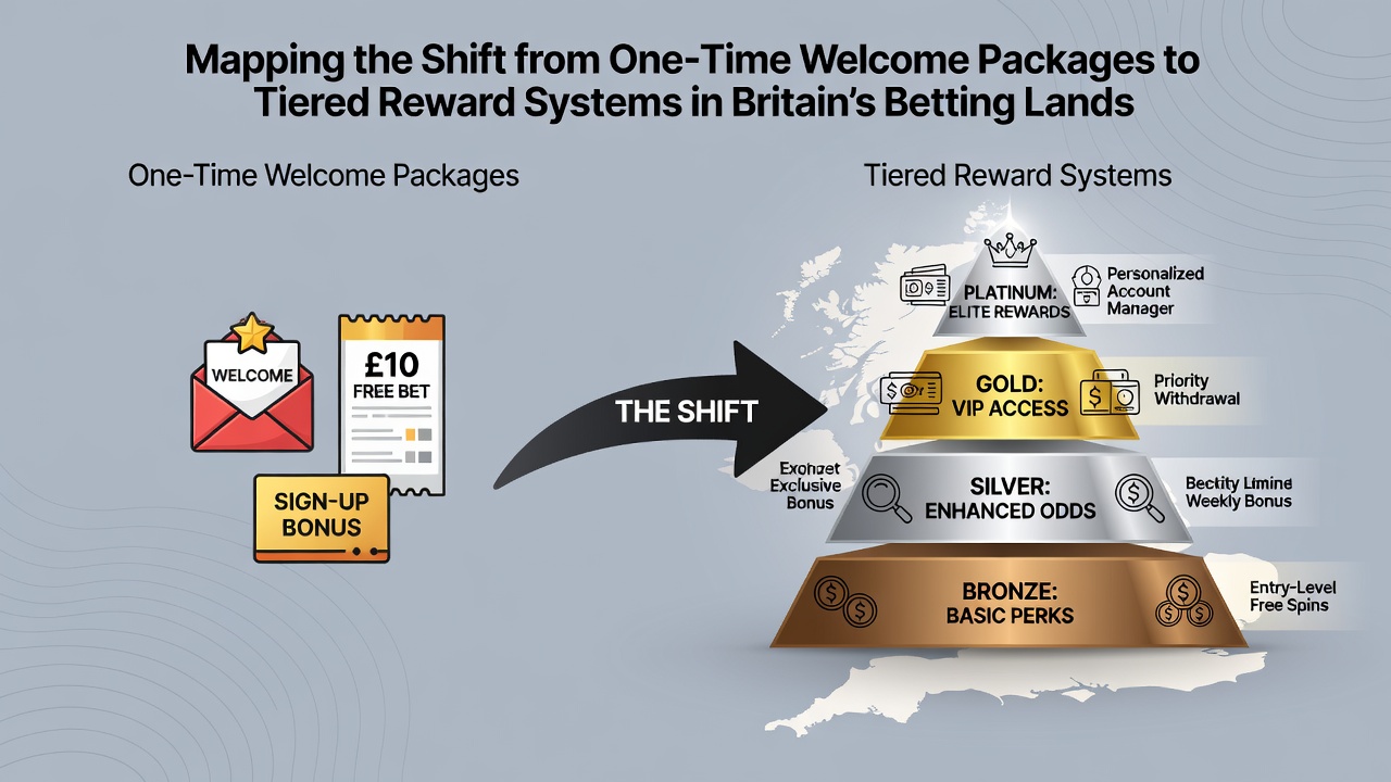 Detailed breakdown of tier progression charts used by British betting platforms with examples of reward unlocks at each level