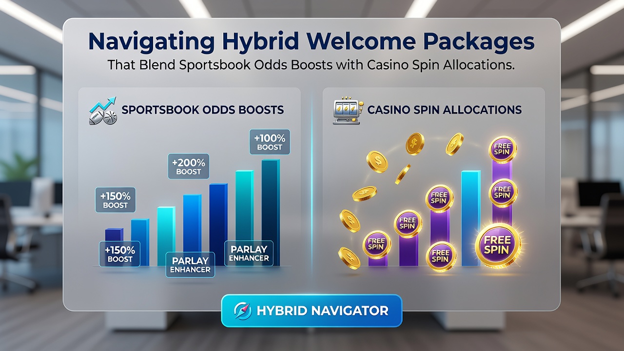Diagram comparing allocation of odds boosts and spin rewards within a single hybrid welcome package