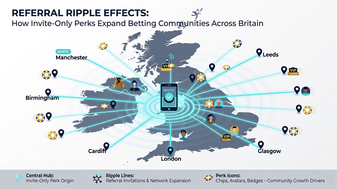 Map of Britain highlighting regional betting communities connected through referral networks