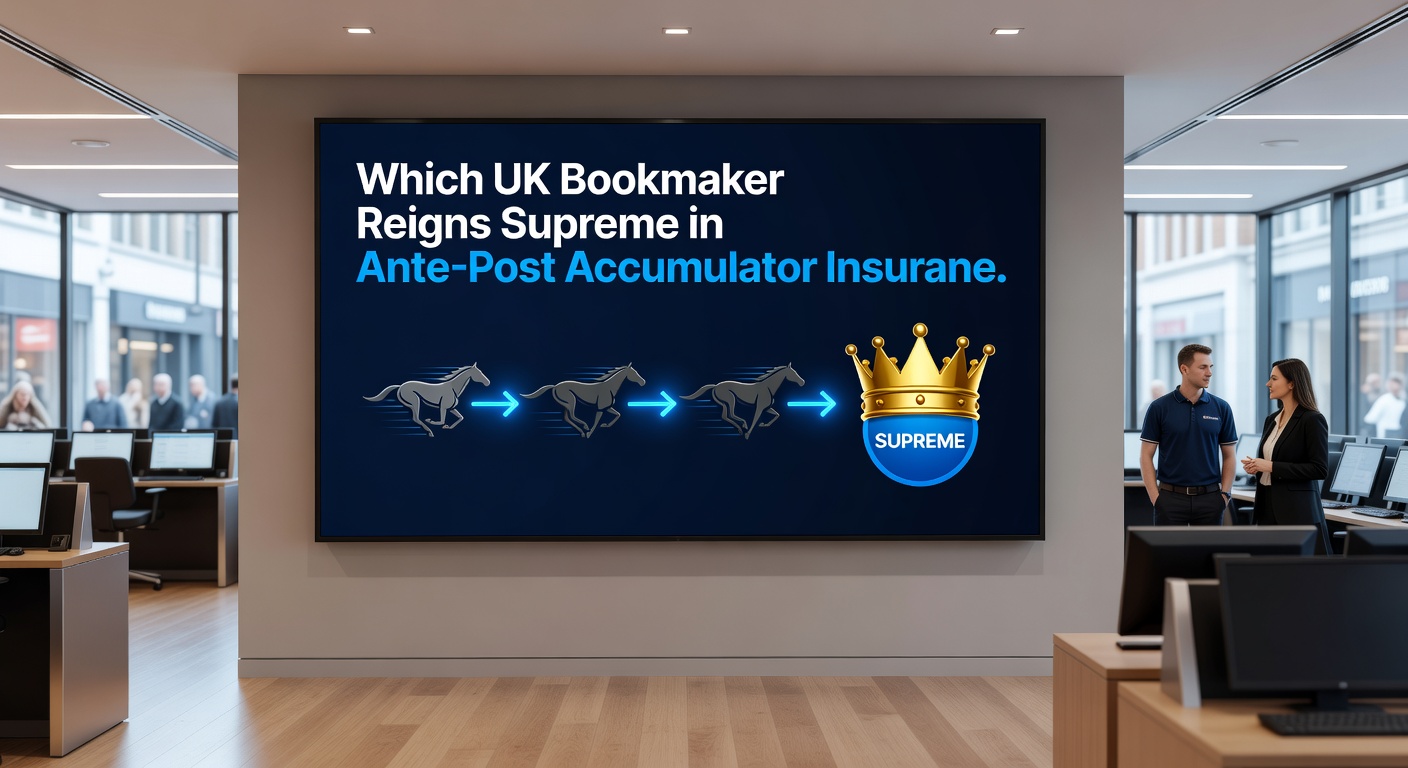 Side-by-side comparison chart of Sky Bet and Bet365 ante-post acca insurance terms with highlighted payout examples